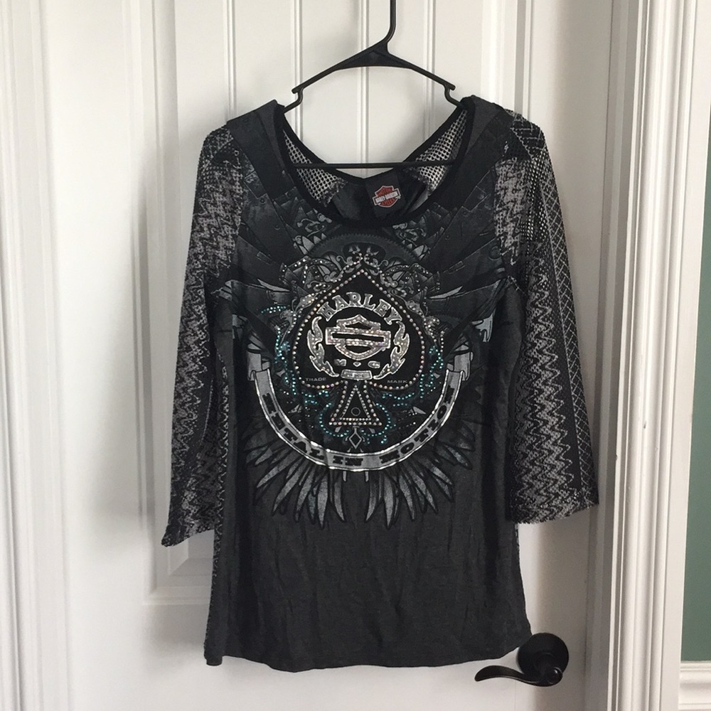 Harley Davidson quarter sleeve open back top